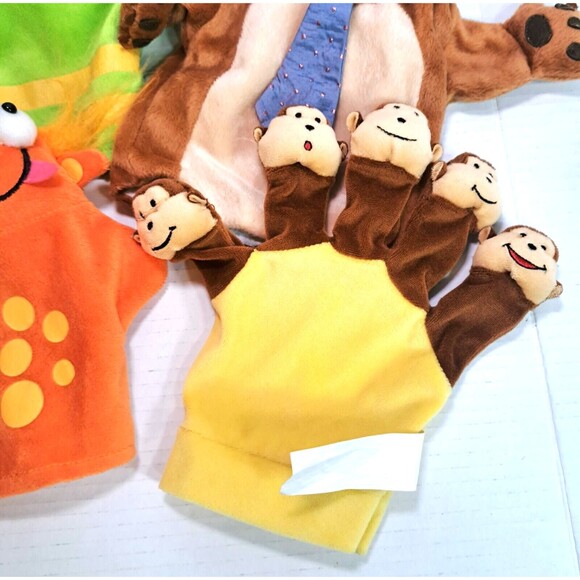 Lot of 6 Hand Puppets Lakeshore Goldilocks Bear 5 Little Monkeys Mixed Set - Picture 5 of 6